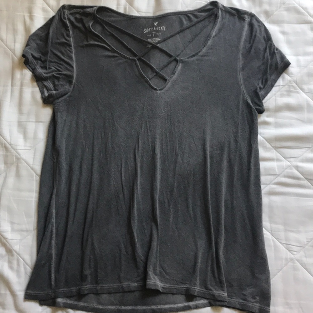 American Eagle cross laced front t-shirt